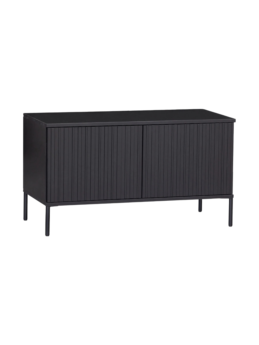 
Solid, Sustainable Lowboard "New Lewison", 2-Door - Black