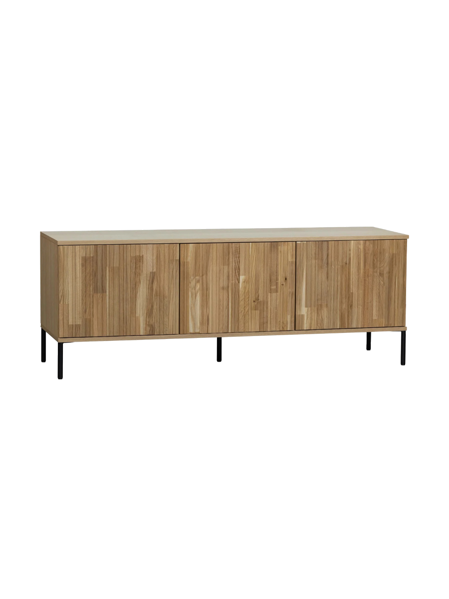 
Solid, sustainable "New Lewison" lowboard, 3-door - Natural Oak