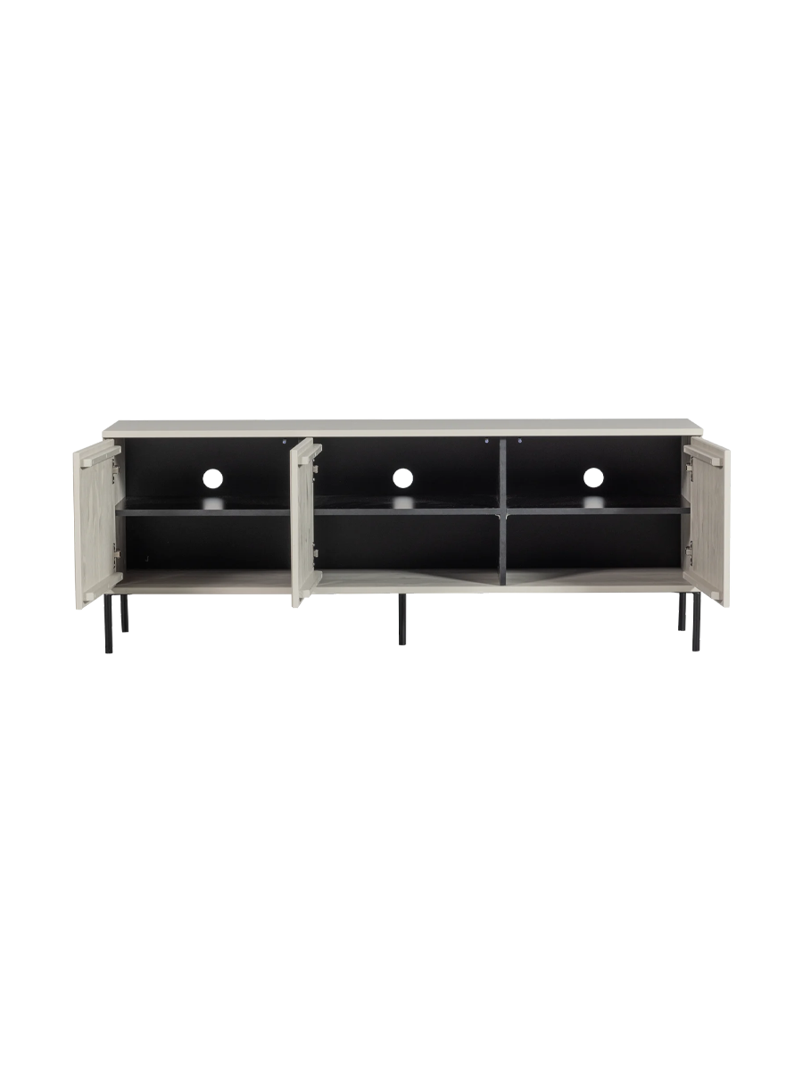 
Solid, sustainable "New Lewison" lowboard, 3-door - Dust