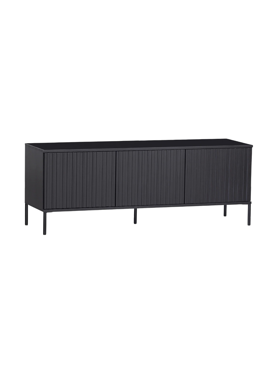 
Solid, sustainable "New Lewison" lowboard, 3-door - Black