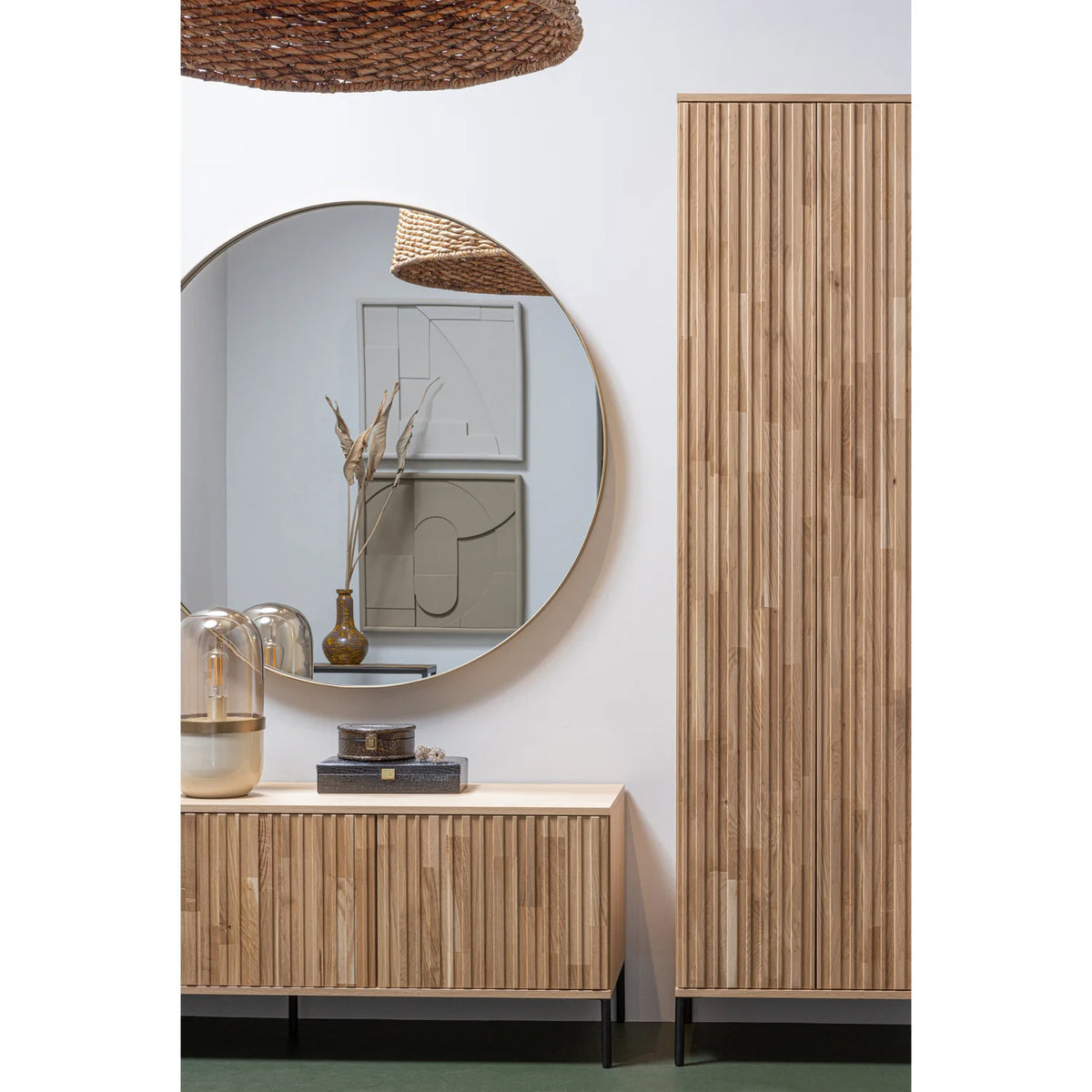 
Hoher 2-türiger Design Wandschrank „New Lewison“ - Eiche Natural