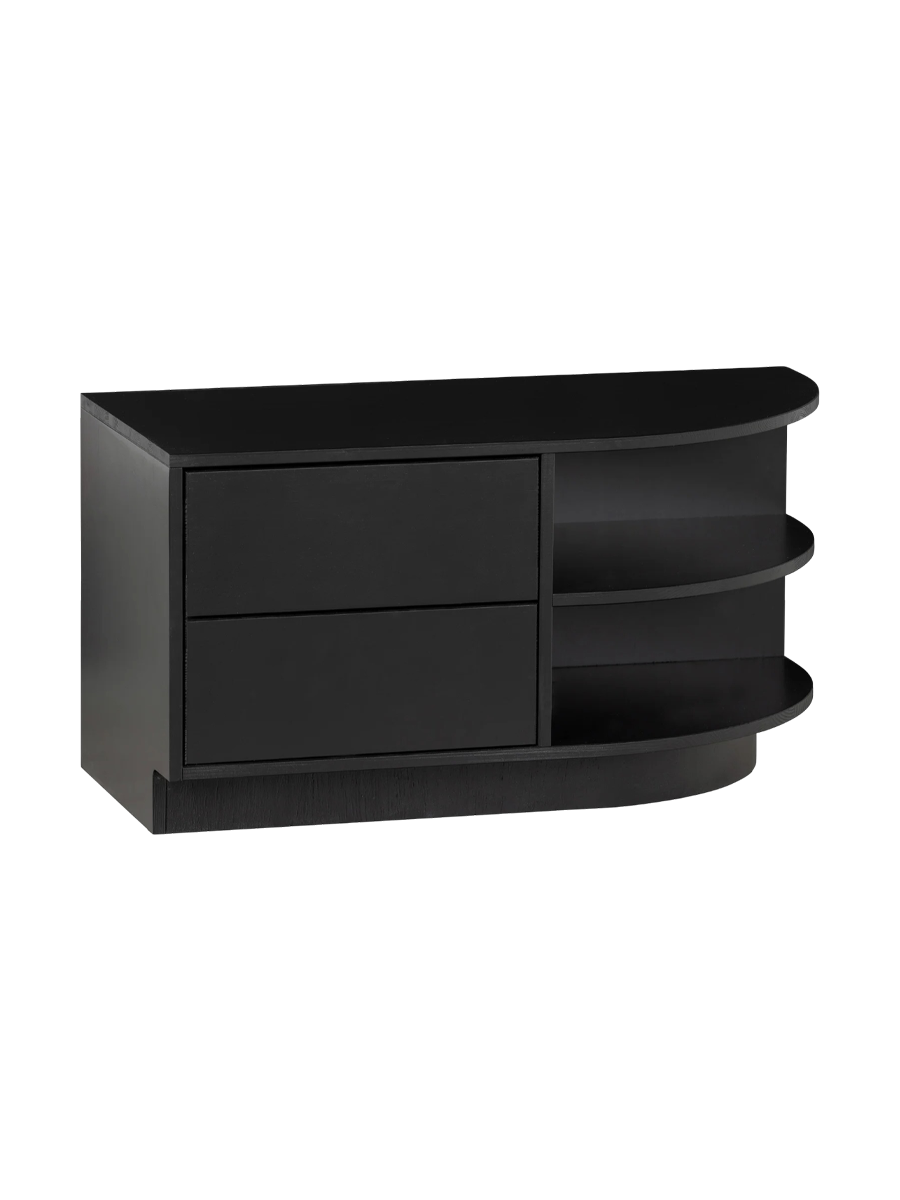 
Solid, modular "Finco" lowboard element, rounded - Round element on the left