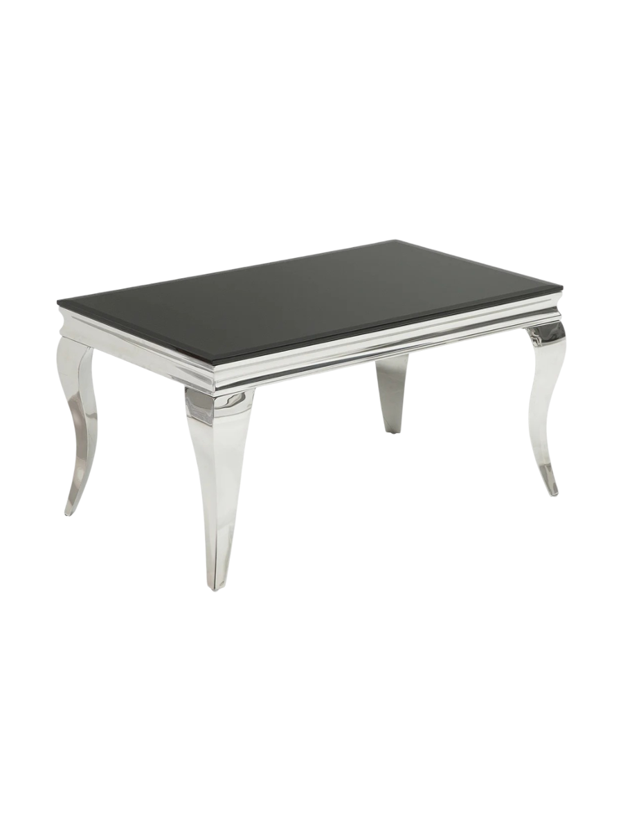 
Tavolino da salotto „Modern Barock“ 100 x 60 cm - Acciaio inox / Nero