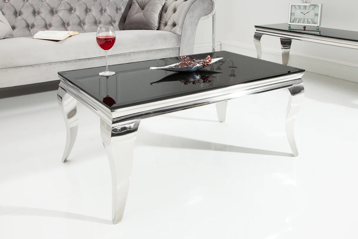 
Tavolino da salotto „Modern Barock“ 100 x 60 cm - Acciaio inox / Nero