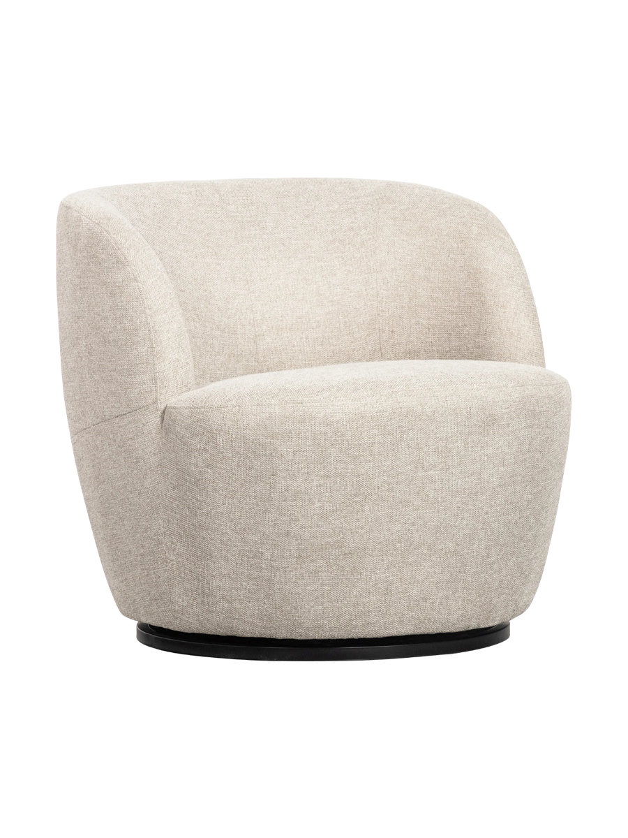 
Swivel Design Armchair "Serro" - Textured Fabric Off White