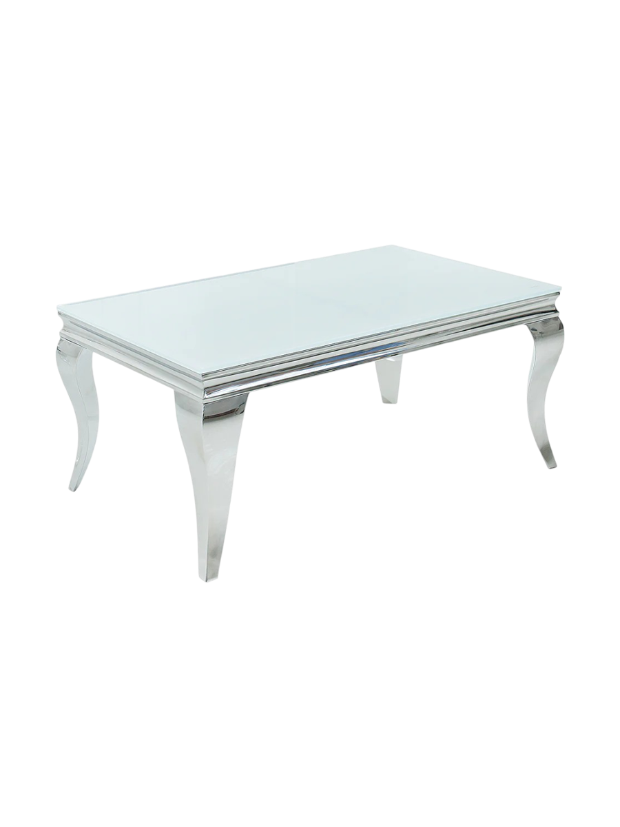 
Tavolino da salotto „Modern Barock“ 100 x 60 cm - Acciaio inossidabile / Weiss