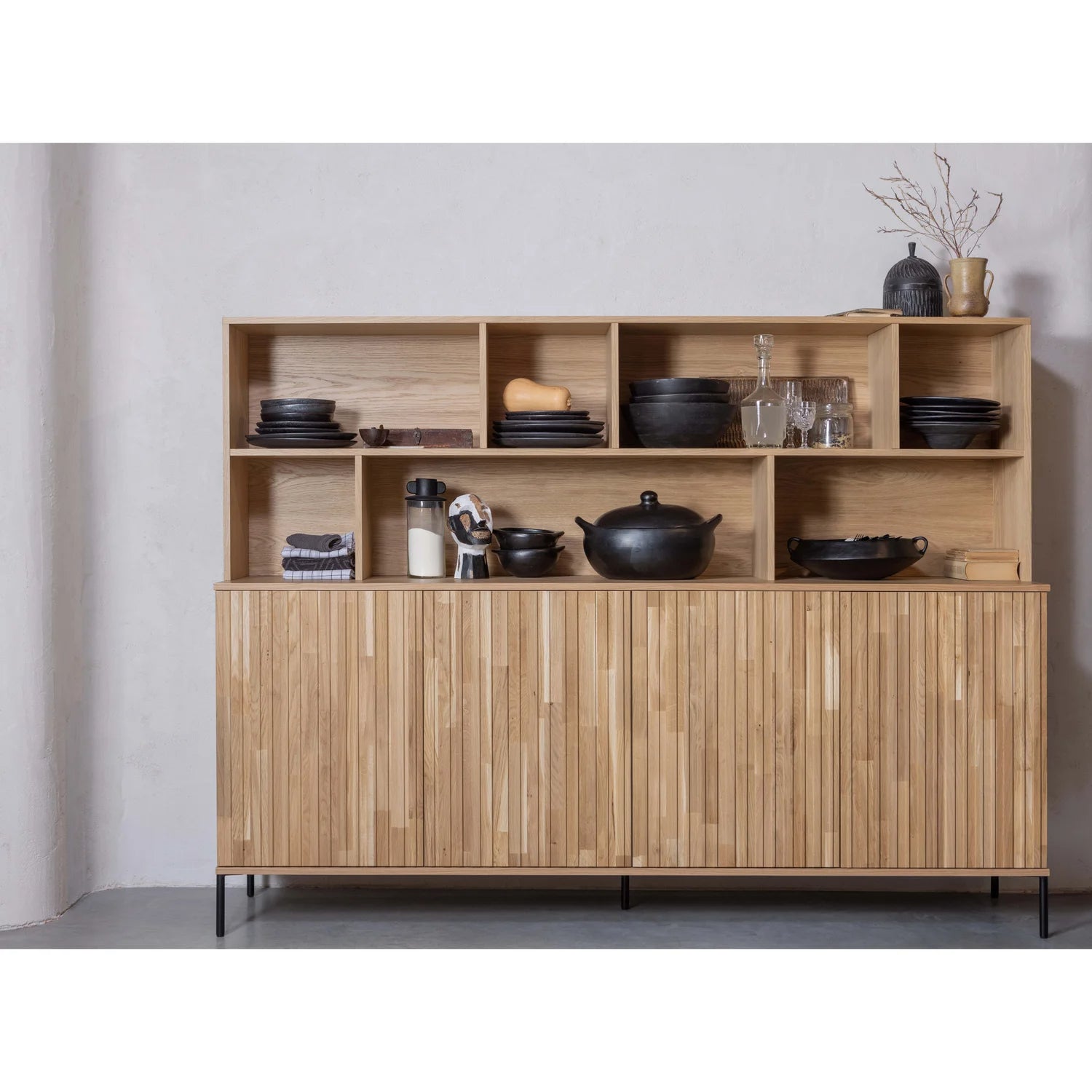 
Large, solid "New Lewison" four-door wardrobe - Natural Oak