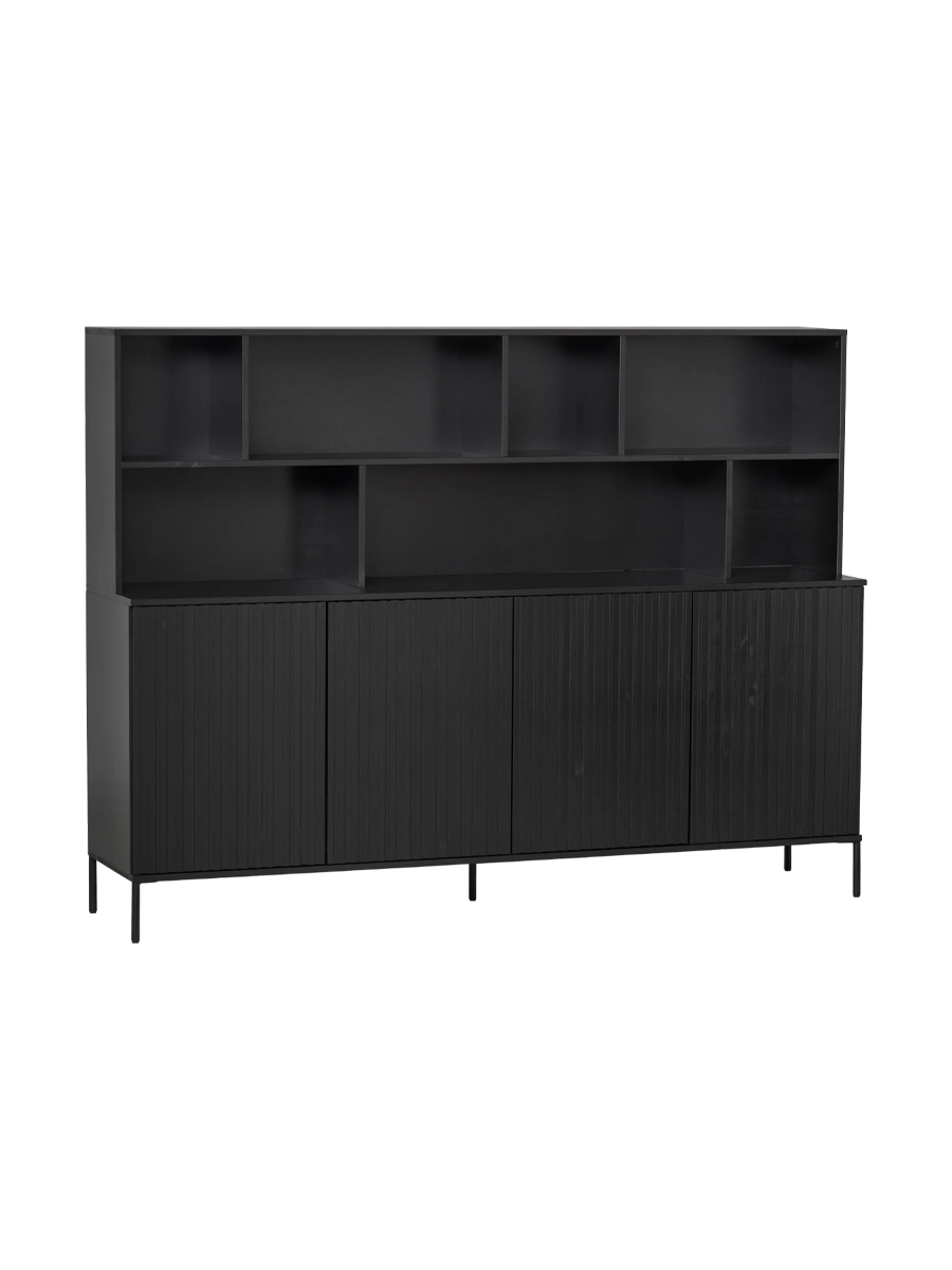
Large, solid "New Lewison" four-door wardrobe - Black