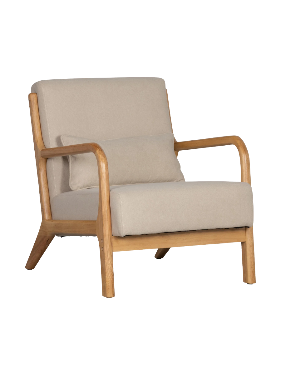 
Solid Wood Design Armchair "Mark" - Natural/Beige