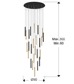 
Lampada a sospensione e da galleria di design a LED «Varas» a 25 luci - senza telecomando