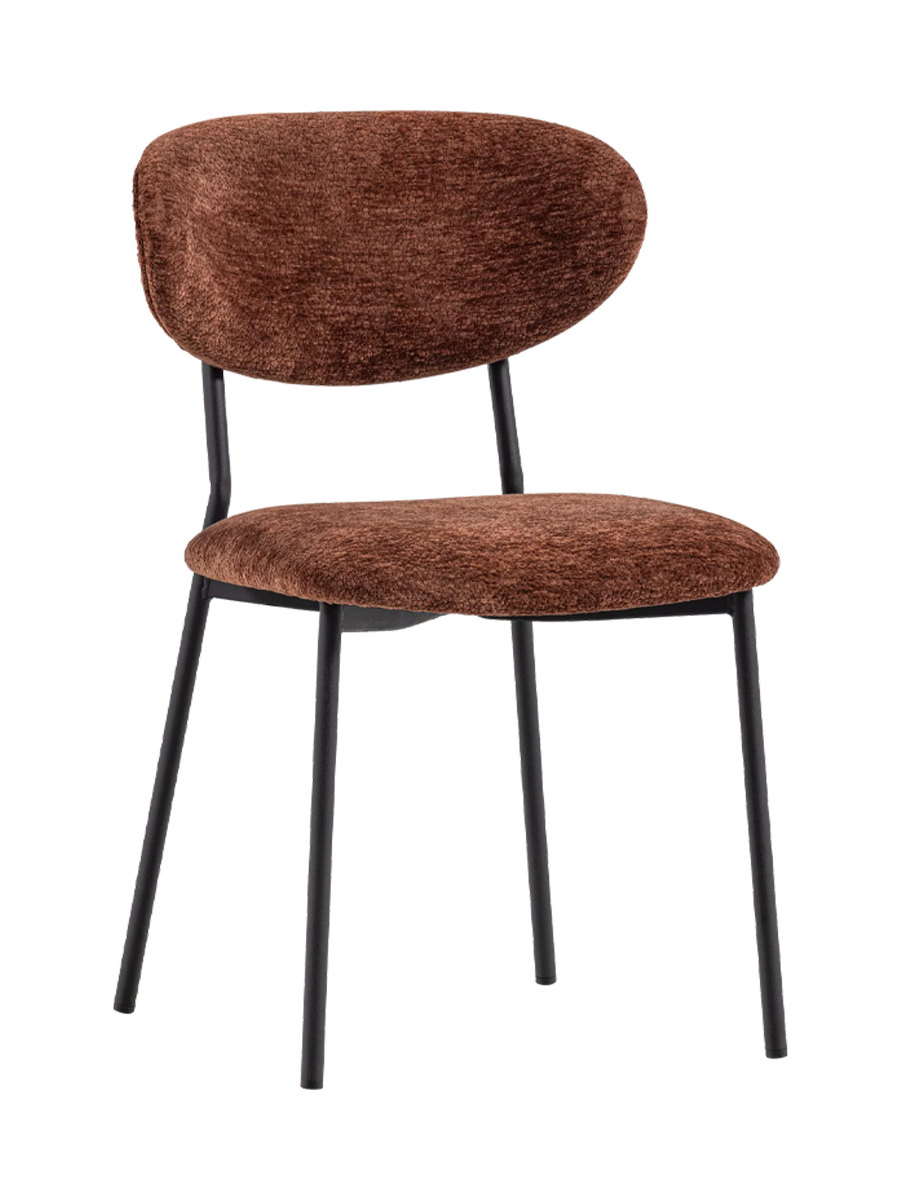 
Design Esszimmerstuhl „Kjeldo“ - Chenille Braunrot