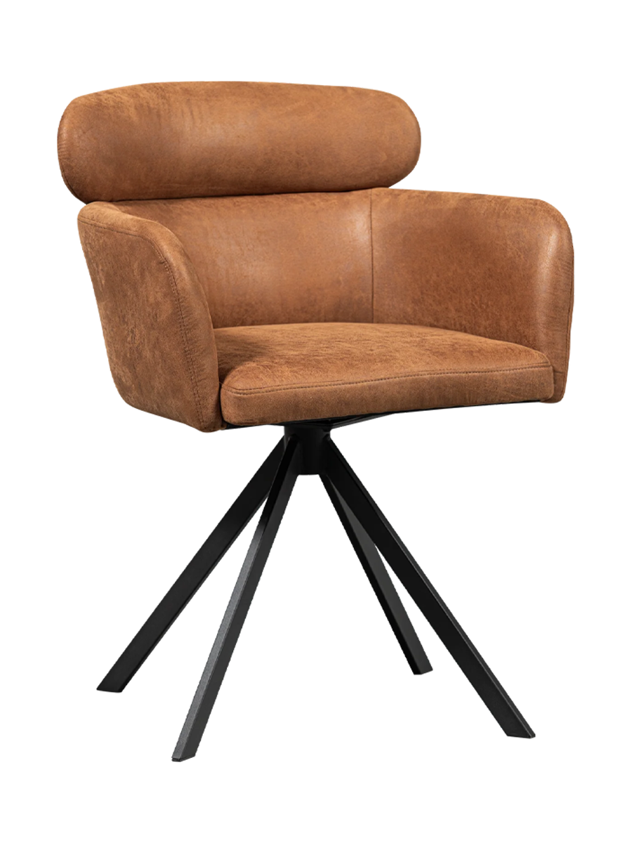 
Sedia di design girevole con braccioli «Fenno» - Similpelle Cognac