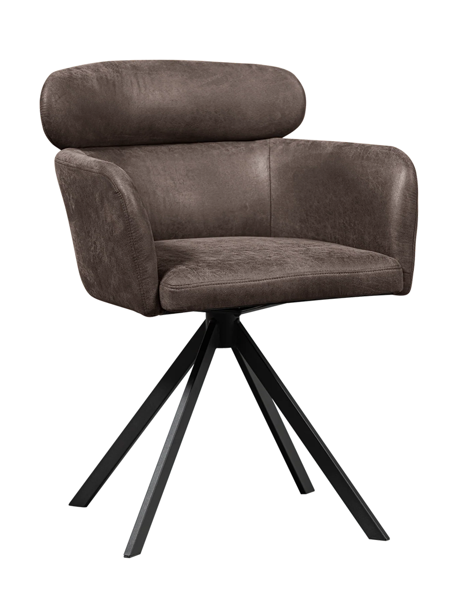 
Sedia di design girevole con braccioli «Fenno» - Pelle sintetica Nero/Grigio