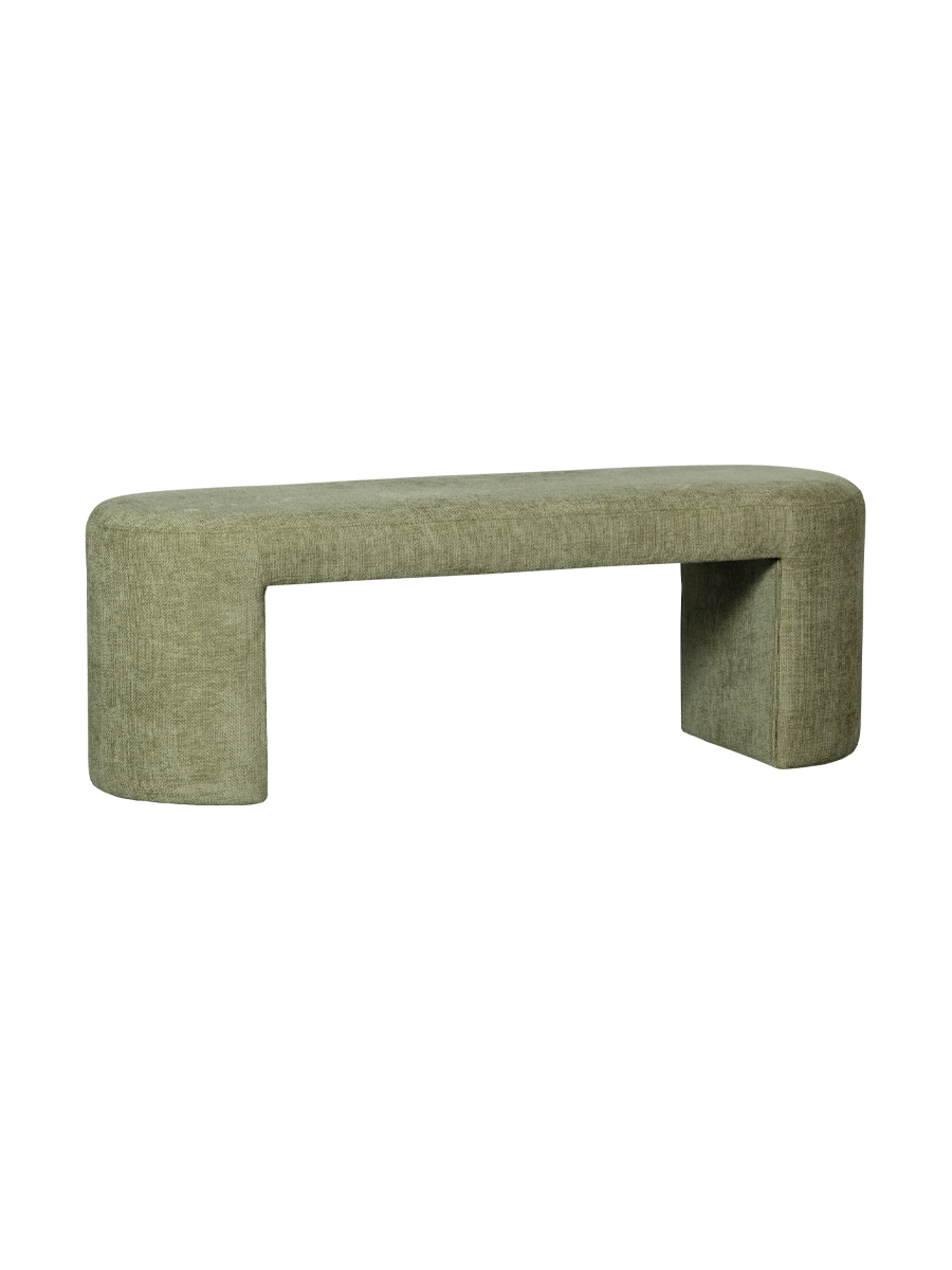 
Banc design « Jakob » - Chenille Olive Terne