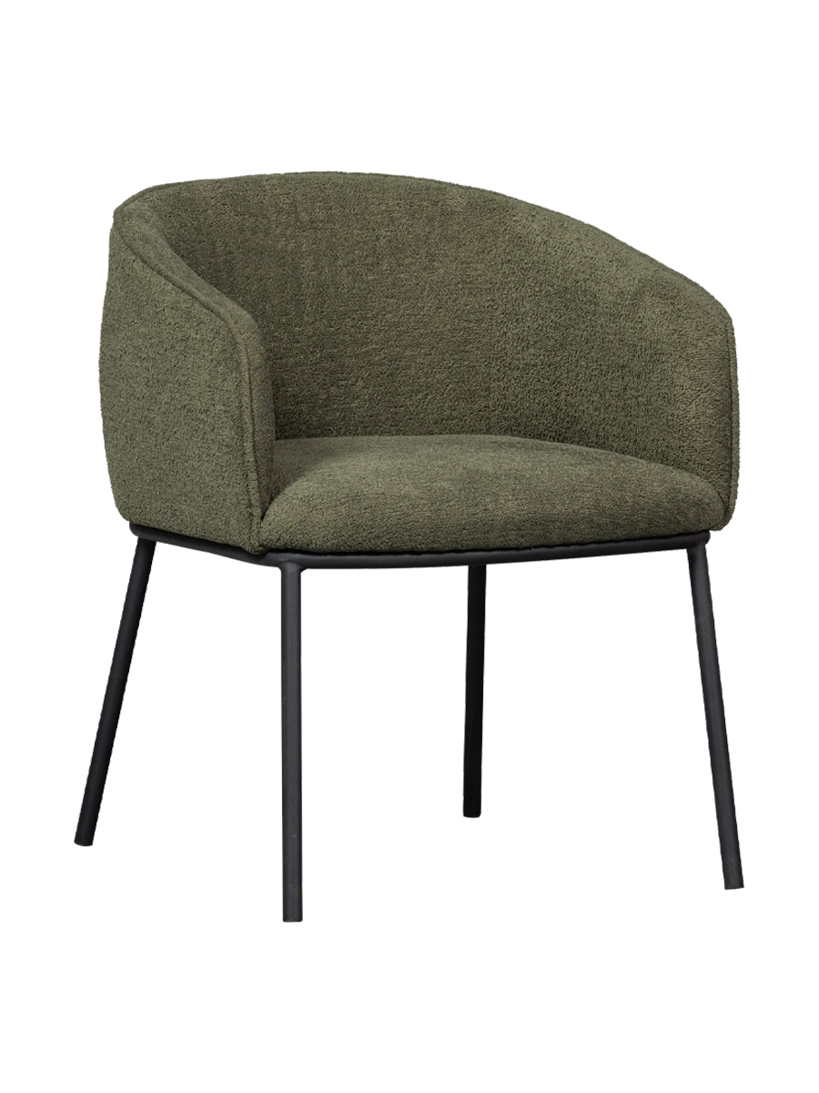 
Sedia di design con braccioli «Leona» - Verde bouclé