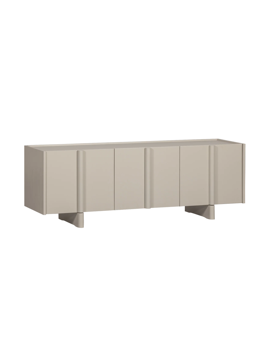 
3-door "Bassou" Lowboard made from sustainable solid wood - Ecru matte