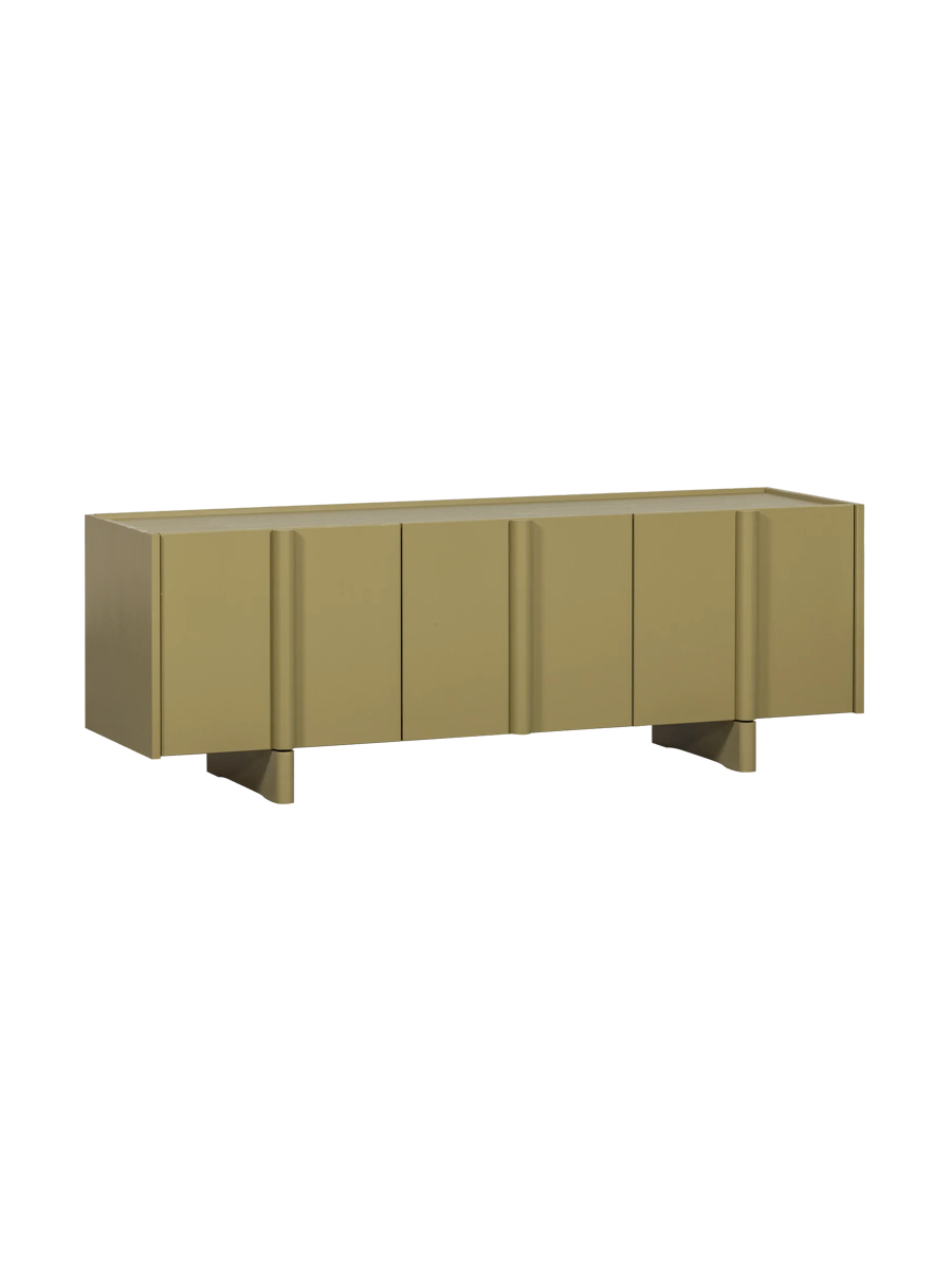 
3-door "Bassou" Lowboard made from sustainable solid wood - Moss matte