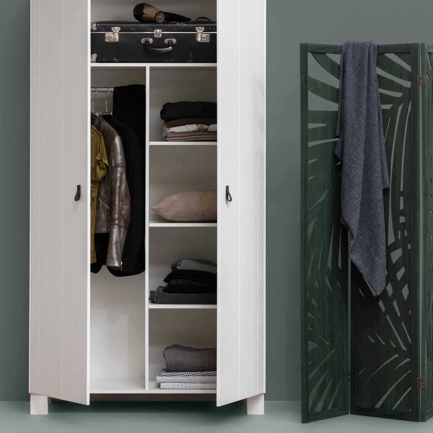 
Massiver Kleiderschrank „Ties“, 2-türig - Weiss