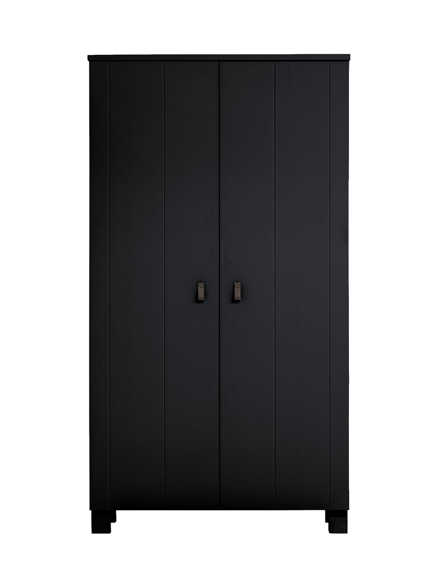 
Massiver Kleiderschrank „Ties“, 2-türig - Schwarz