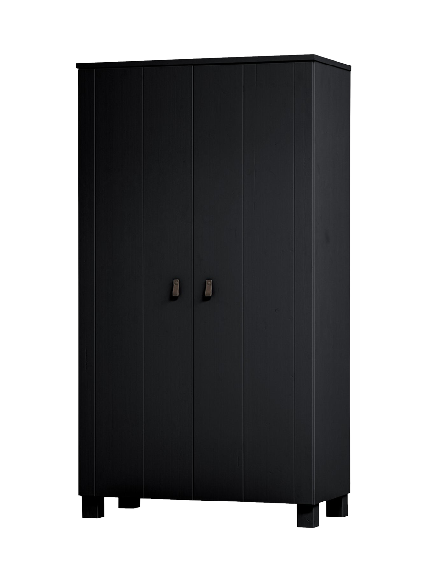 
Massiver Kleiderschrank „Ties“, 2-türig - Schwarz