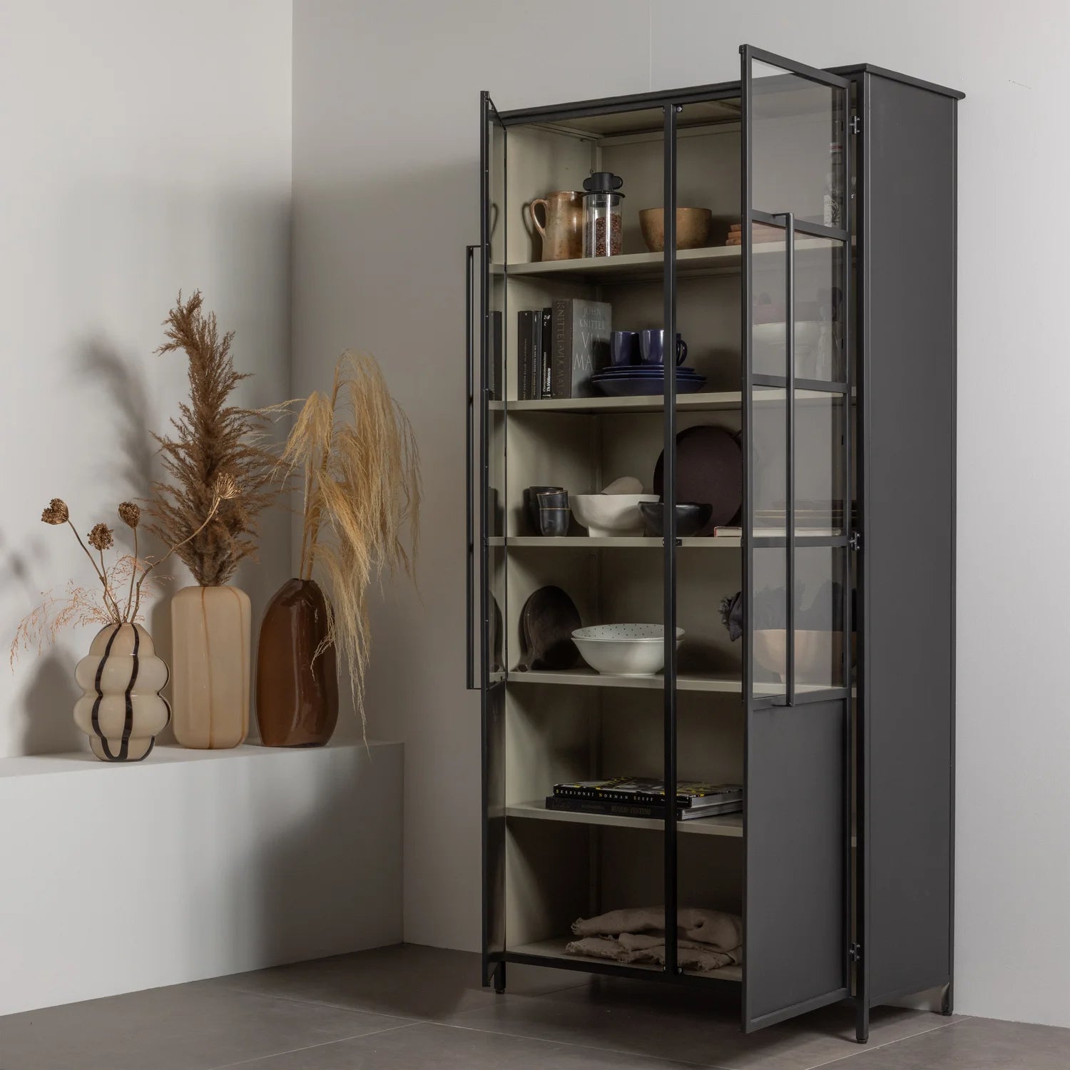 
"Exhibito" 2-Door Designer Display Cabinet - Sand
