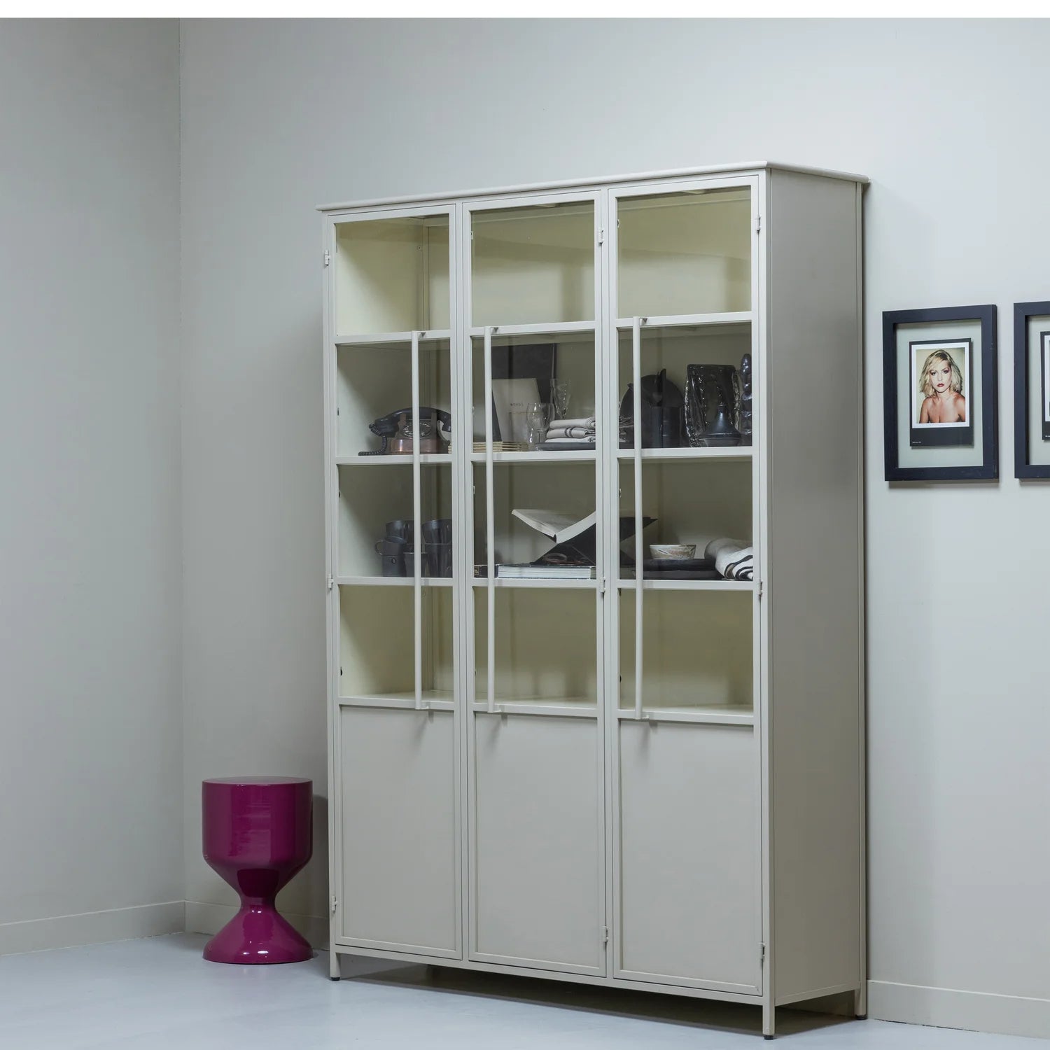 
Large "Exhibito" 3-Door Design Display Cabinet - Sand