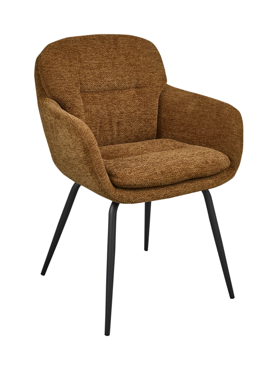 
Sedia di design con braccioli «Runo» - Chenille al caramello