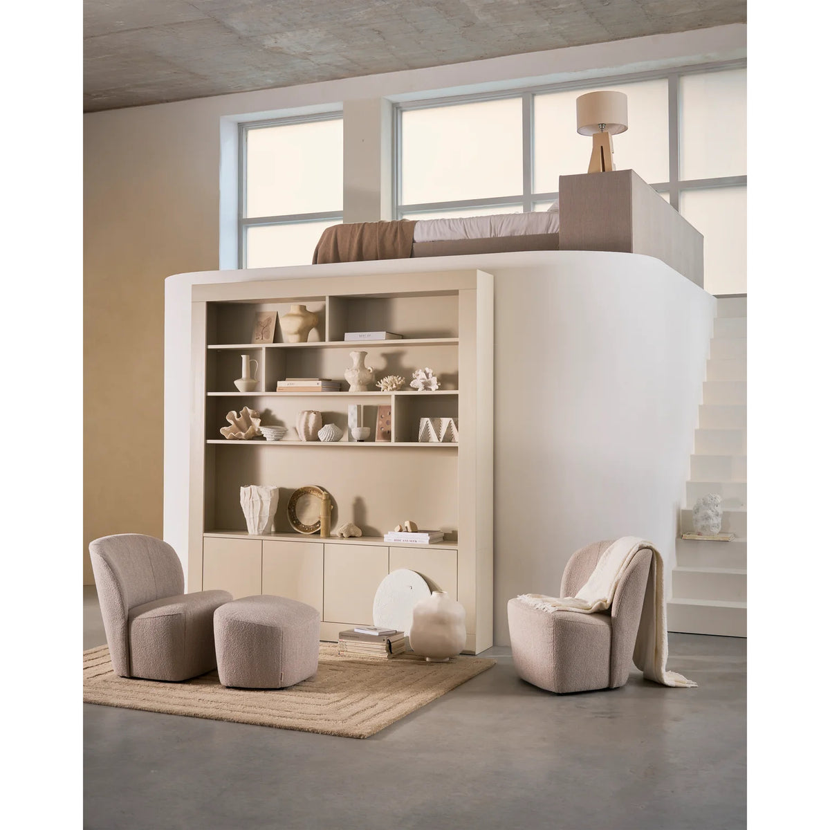 
"Lofty" Designer Armchair - Natural Bouclé