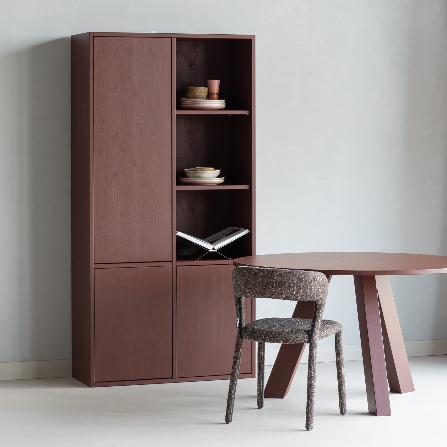 
Massiver, runder Design Esstisch „Rhondal“, verschiedene Grössen - Bordeaux / Ø 130 cm