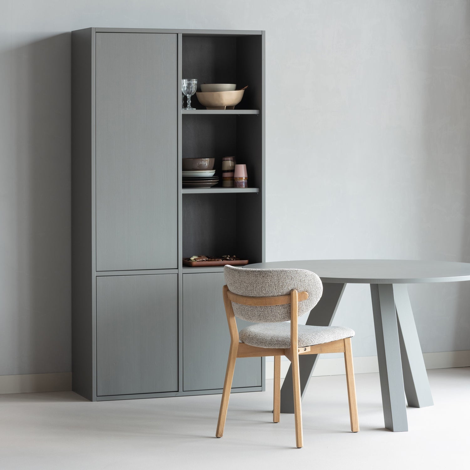 
Massiver, runder Design Esstisch „Rhondal“, verschiedene Grössen - Grau / Ø 130 cm