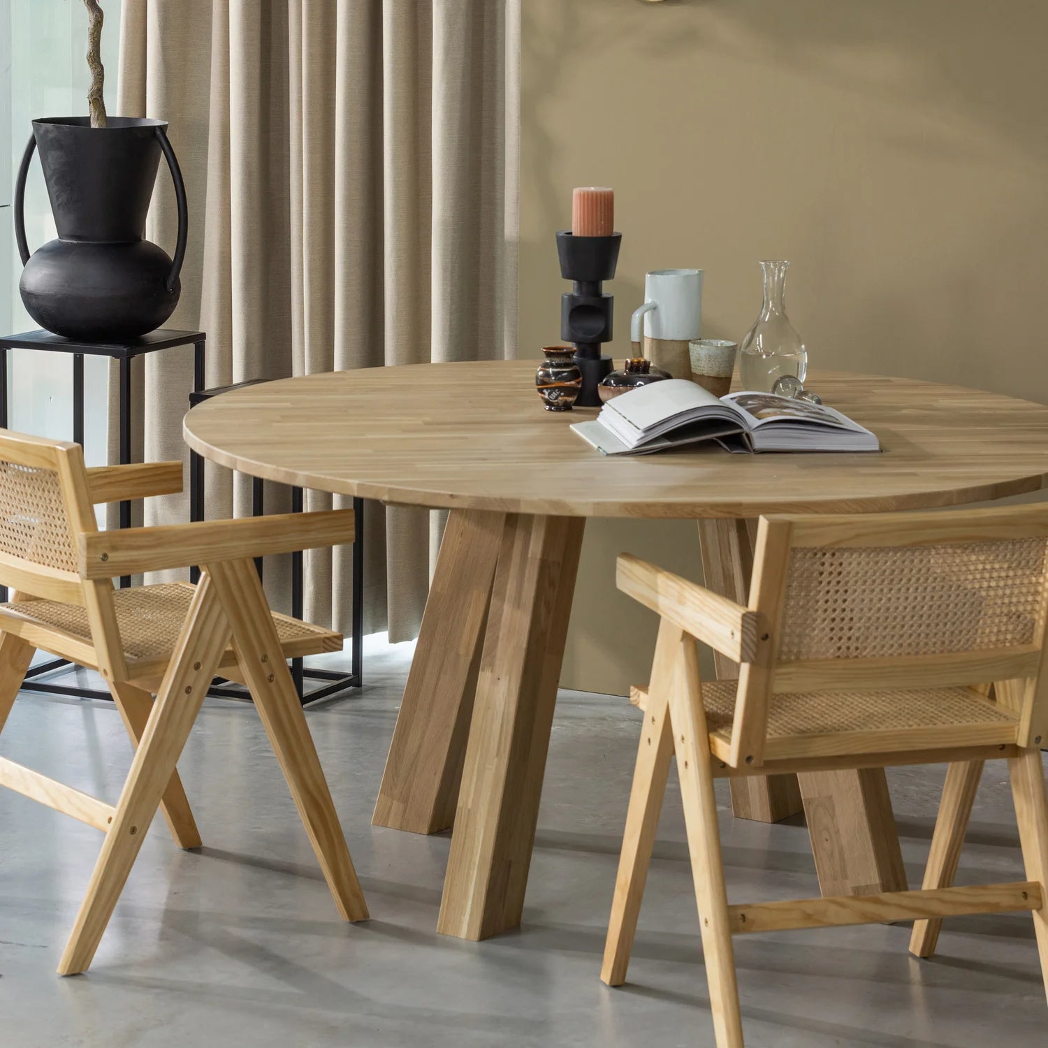 
Massiver, runder Design Esstisch „Rhondal“, verschiedene Grössen - Eiche Natural / Ø 150 cm