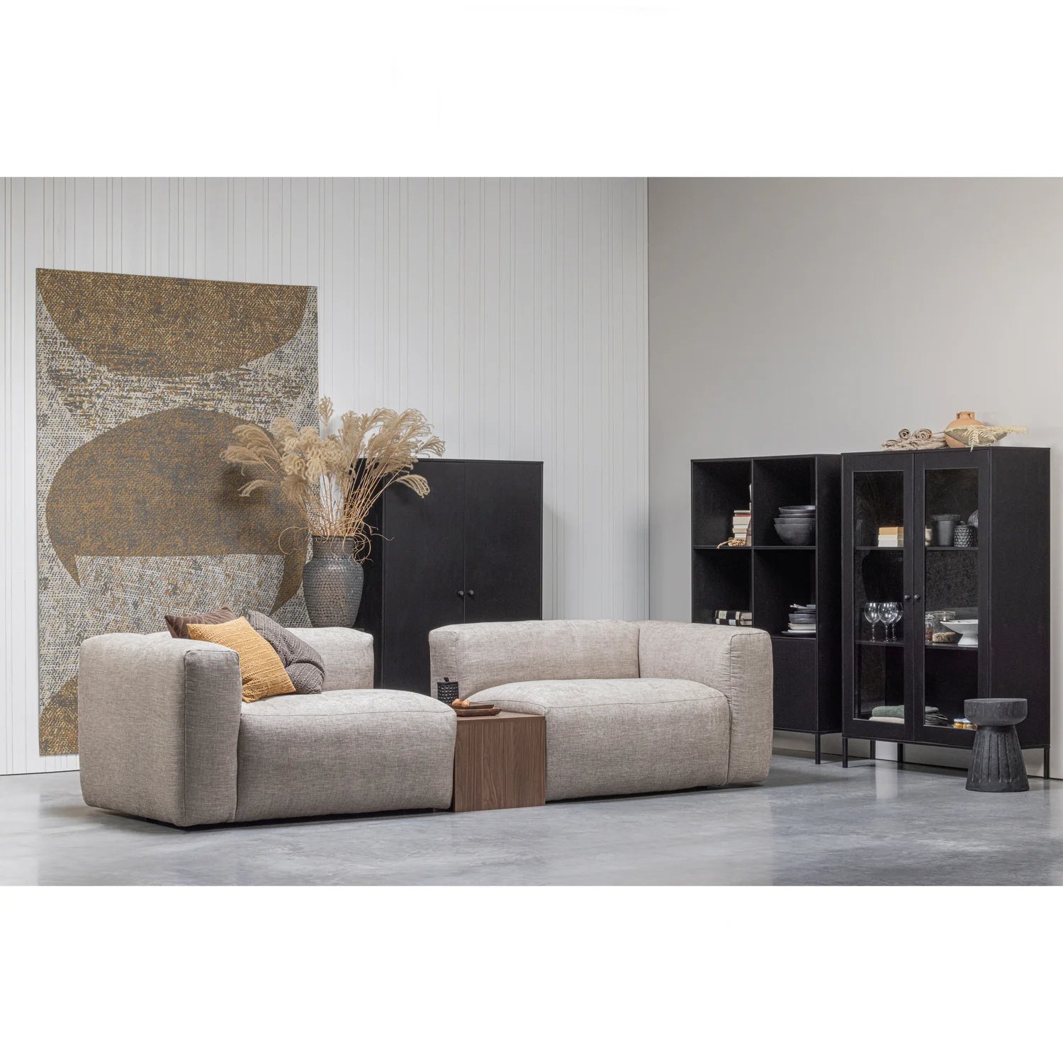 
"Xamo" Designer Display Cabinet made of Sustainable Solid Wood and Glass - Black