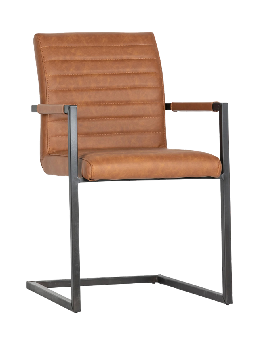 
Chaise cantilever design « Basso » - Similicuir cognac