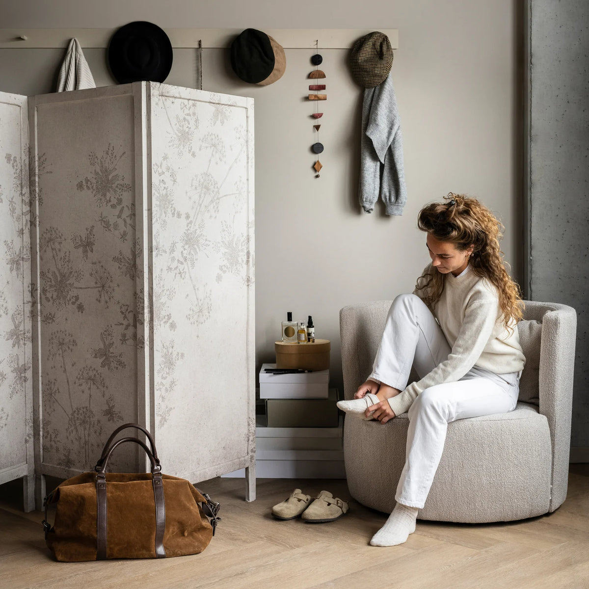 
Designer Armchair "Explore" Bouclé Natural