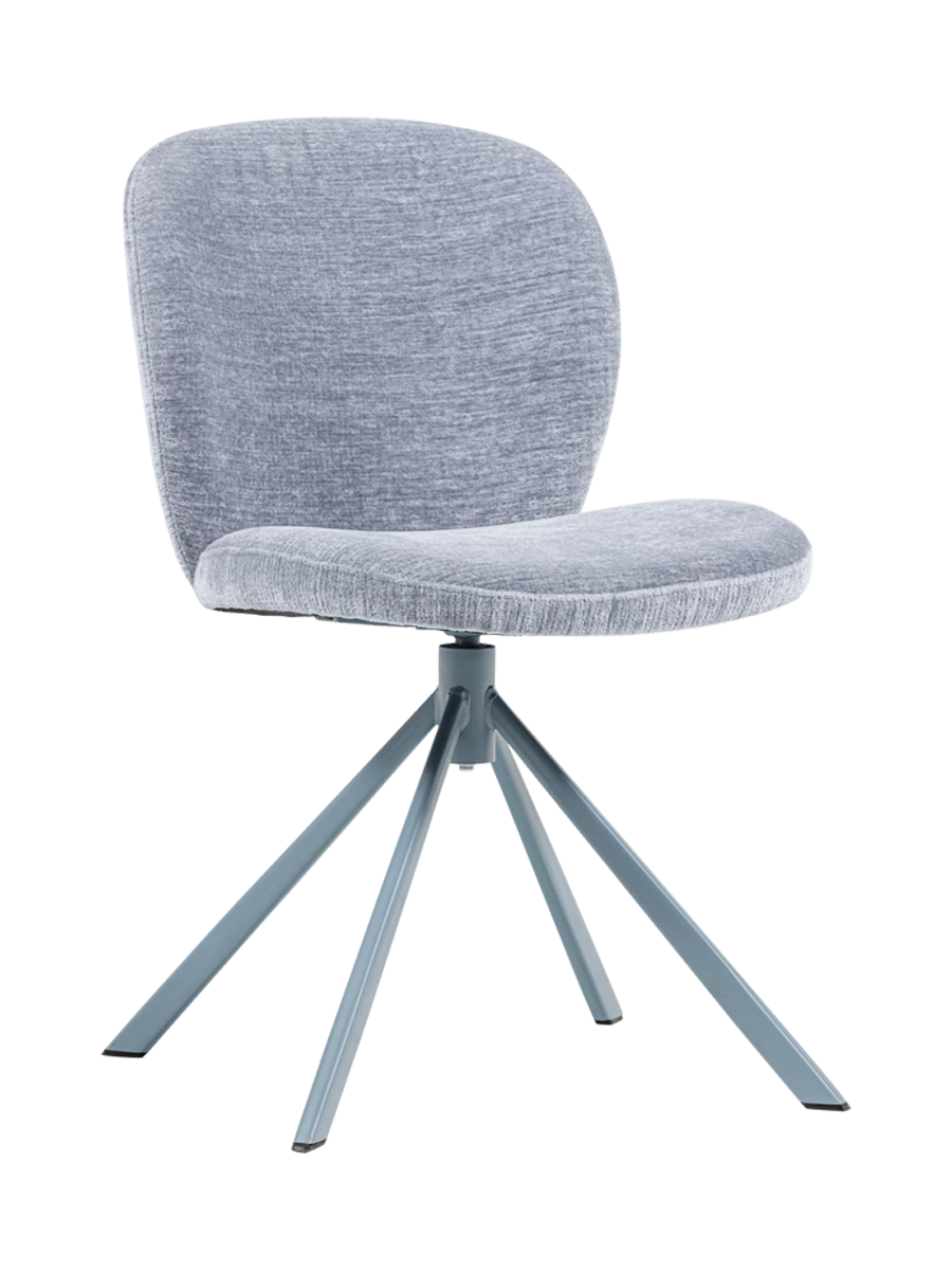 
Designer Dining Chair "Femko" with Swivel Function - Chenille Light Blue