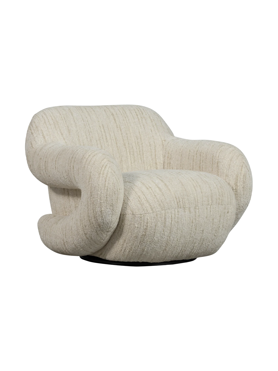 
Designer Lounge Chair "Folko" - Chenille Light Beige melange