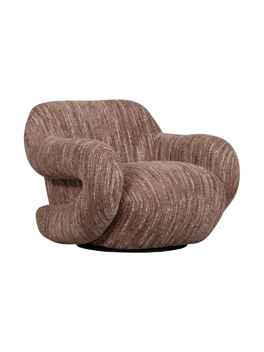 
Designer Lounge Chair "Folko" - Chenille Old Rose Mélange