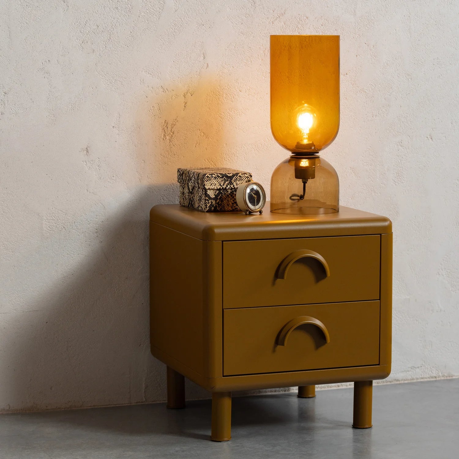 
"Runo" Designer Bedside Table - Honey-yellow
