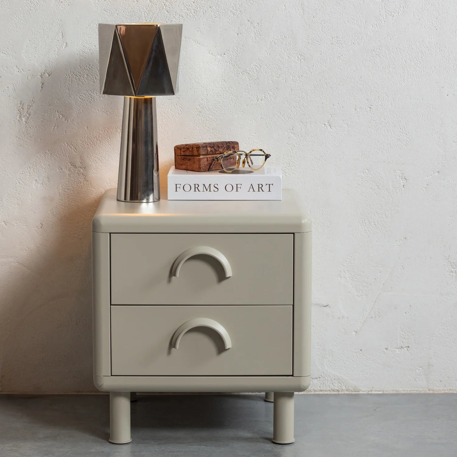 
"Runo" Designer Bedside Table - Sand