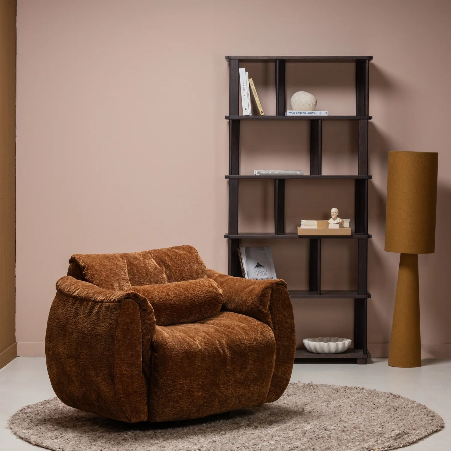 
Étagère design « Risso » en bois de chêne massif - Chêne brun mystique