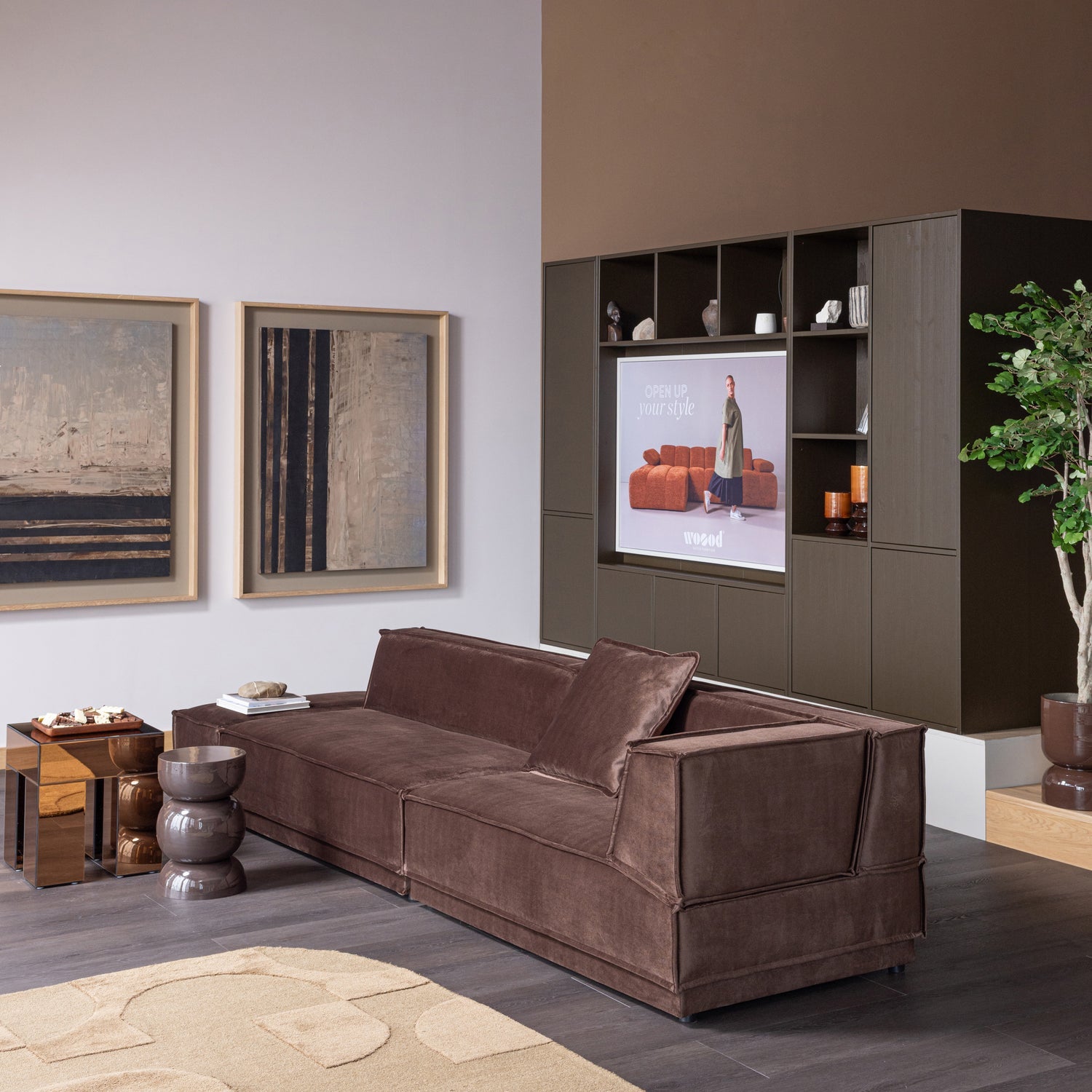
Modular Design Cabinet & TV Unit "Meggy" - Medium brown