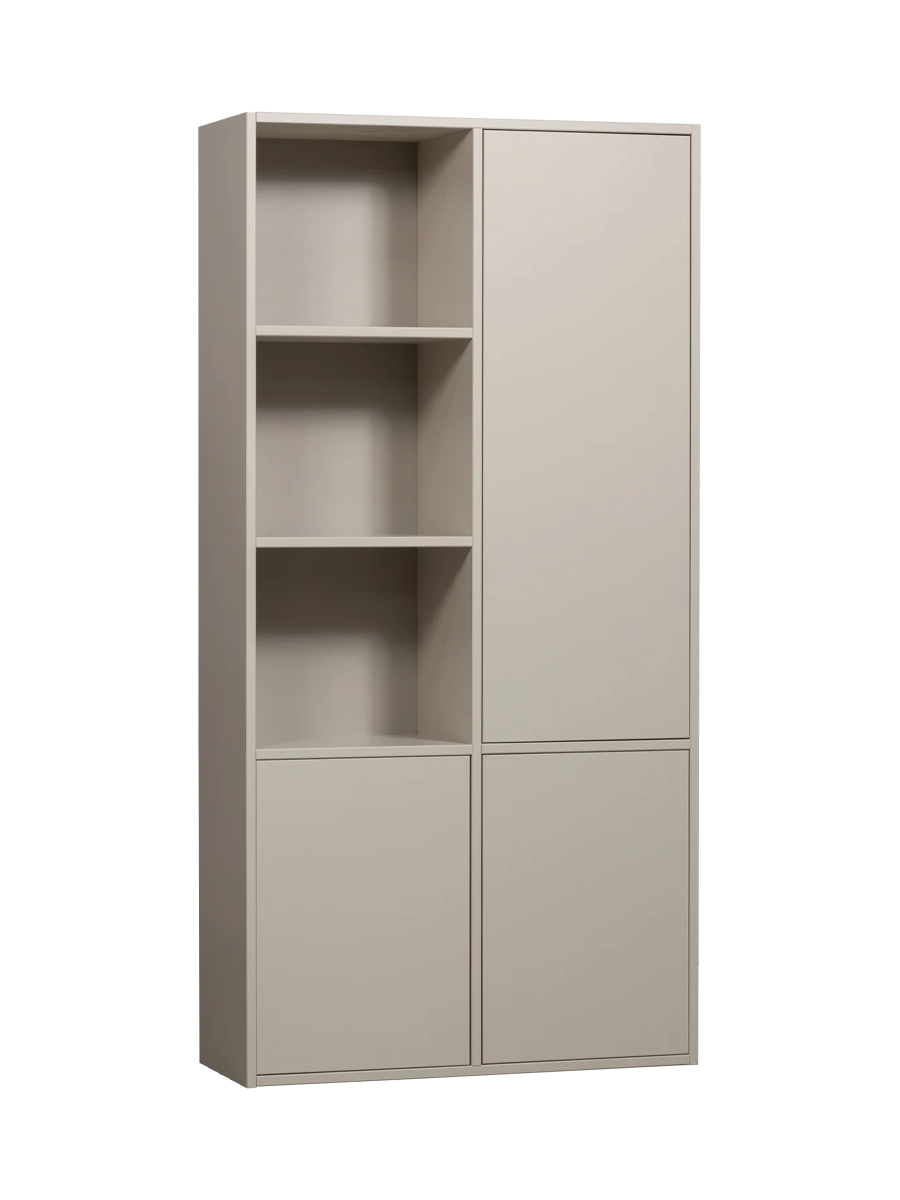 
Modularer Design Schrank „Meggy“, 3-türig - Greige / offene Seite rechts