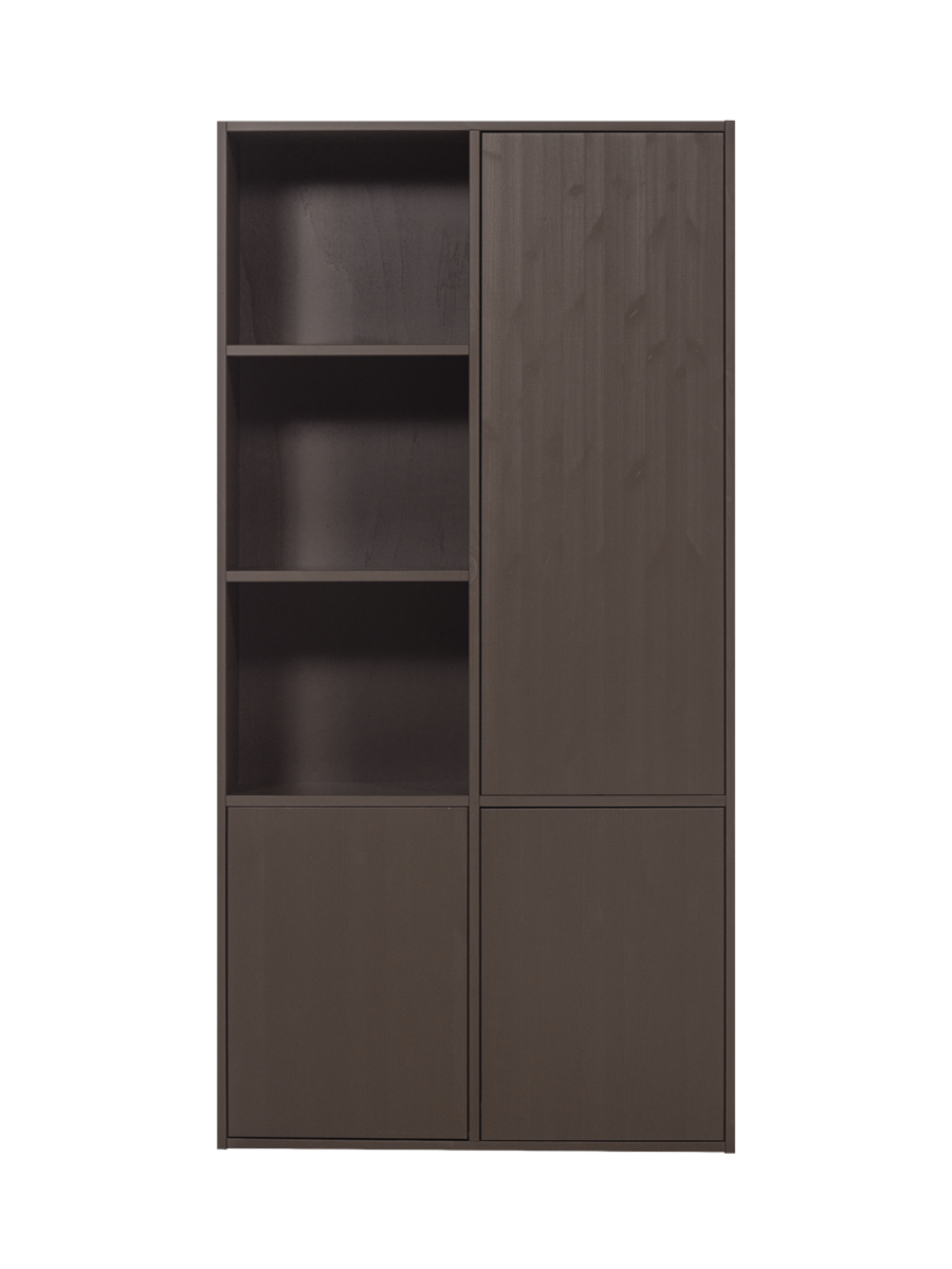 
Modularer Design Schrank „Meggy“, 3-türig - Mittelbraun / offene Seite links