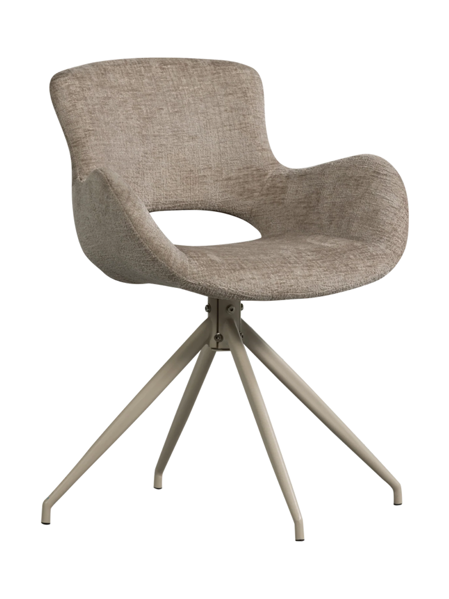 
Sedia di design con braccioli «Eliva» con funzione girevole - Sabbia vellutata
