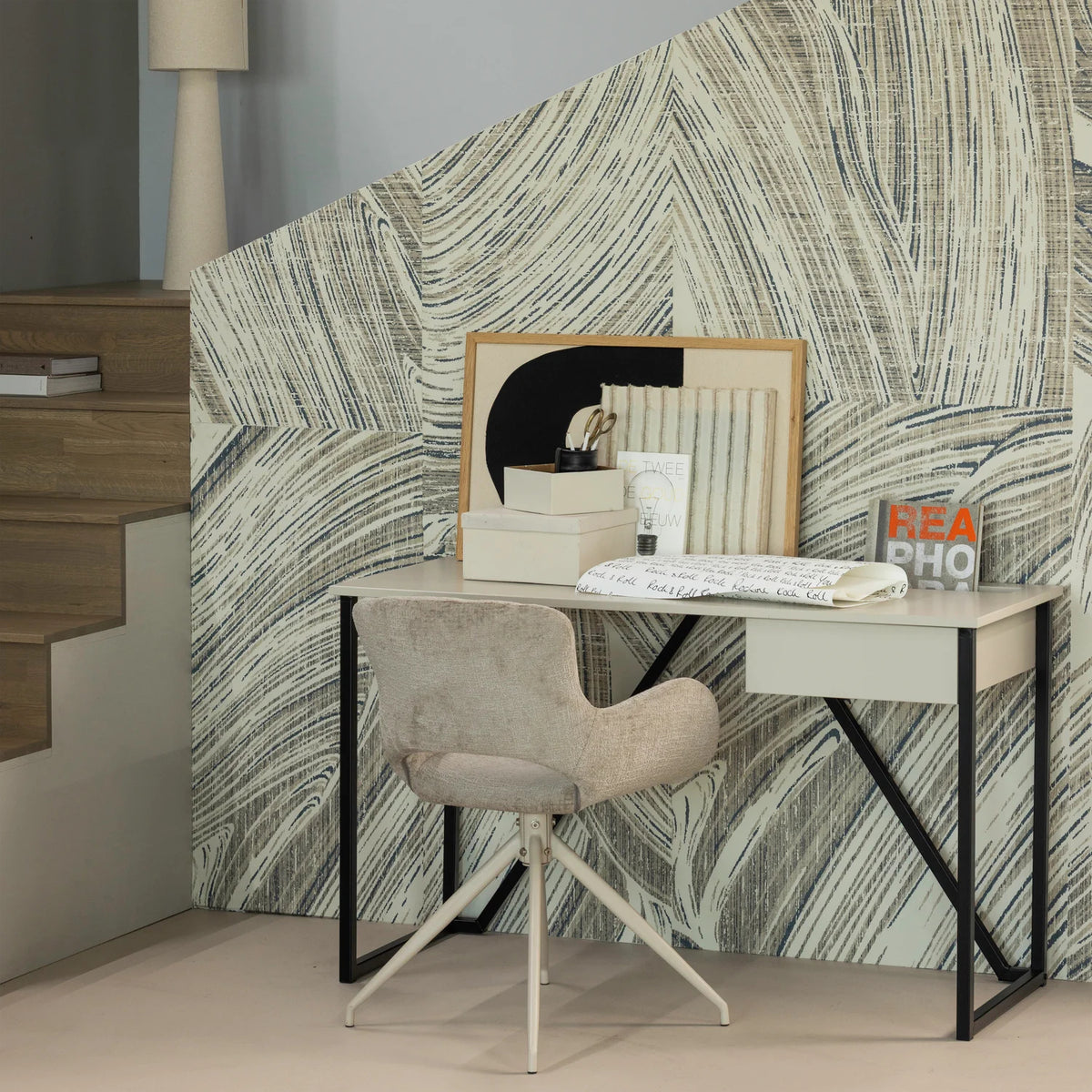 
Sedia di design con braccioli «Eliva» con funzione girevole - Sabbia vellutata