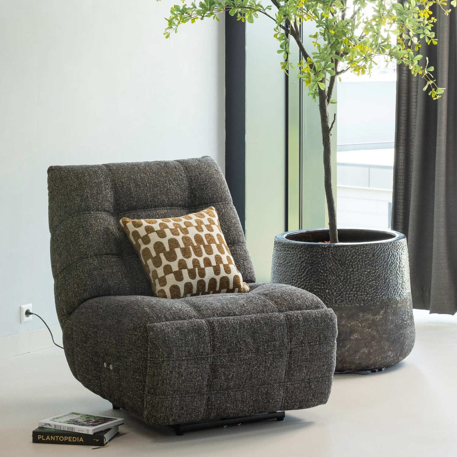 
Fauteuil relax électrique design « Heinno » - Mélange gris-brun