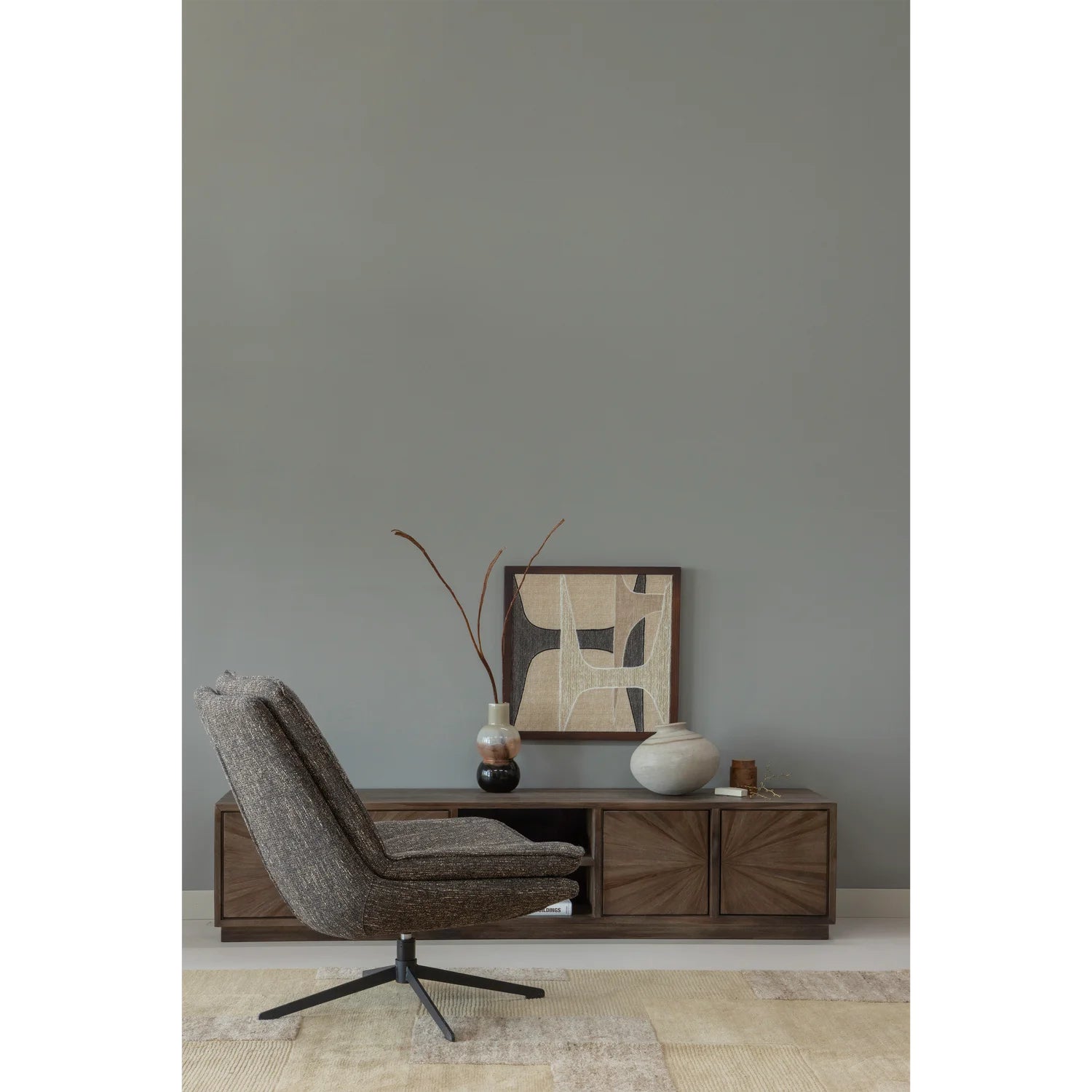 
Solid design lowboard "Sunno" made of recycled teak wood, 4-door