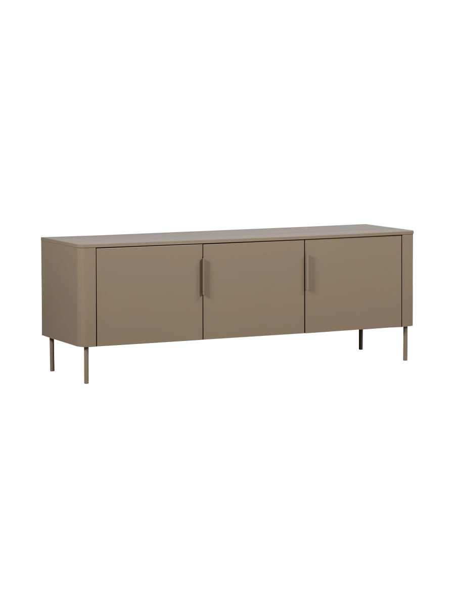 
3-door designer sideboard "Gunaro" made of sustainable solid wood - Taupe matte