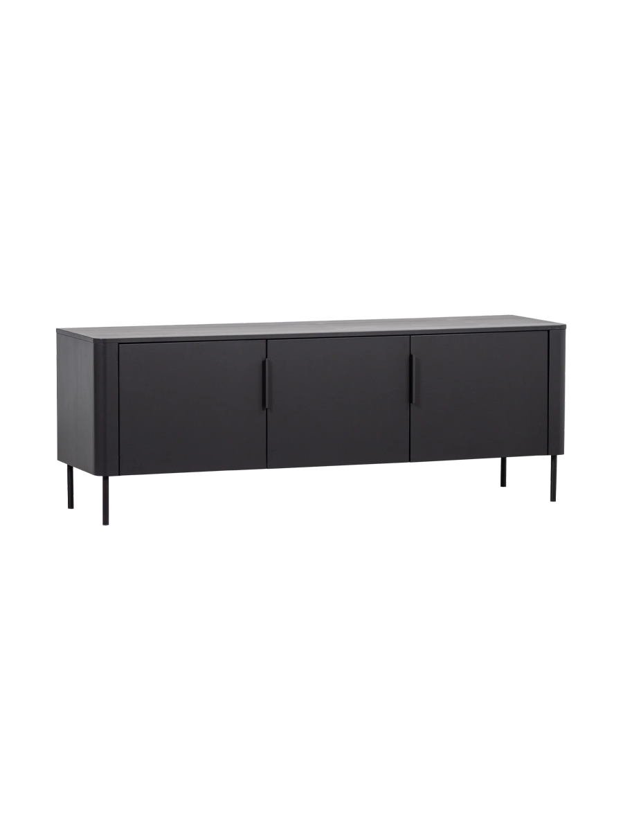 
3-door designer sideboard "Gunaro" made of sustainable solid wood - Matte black