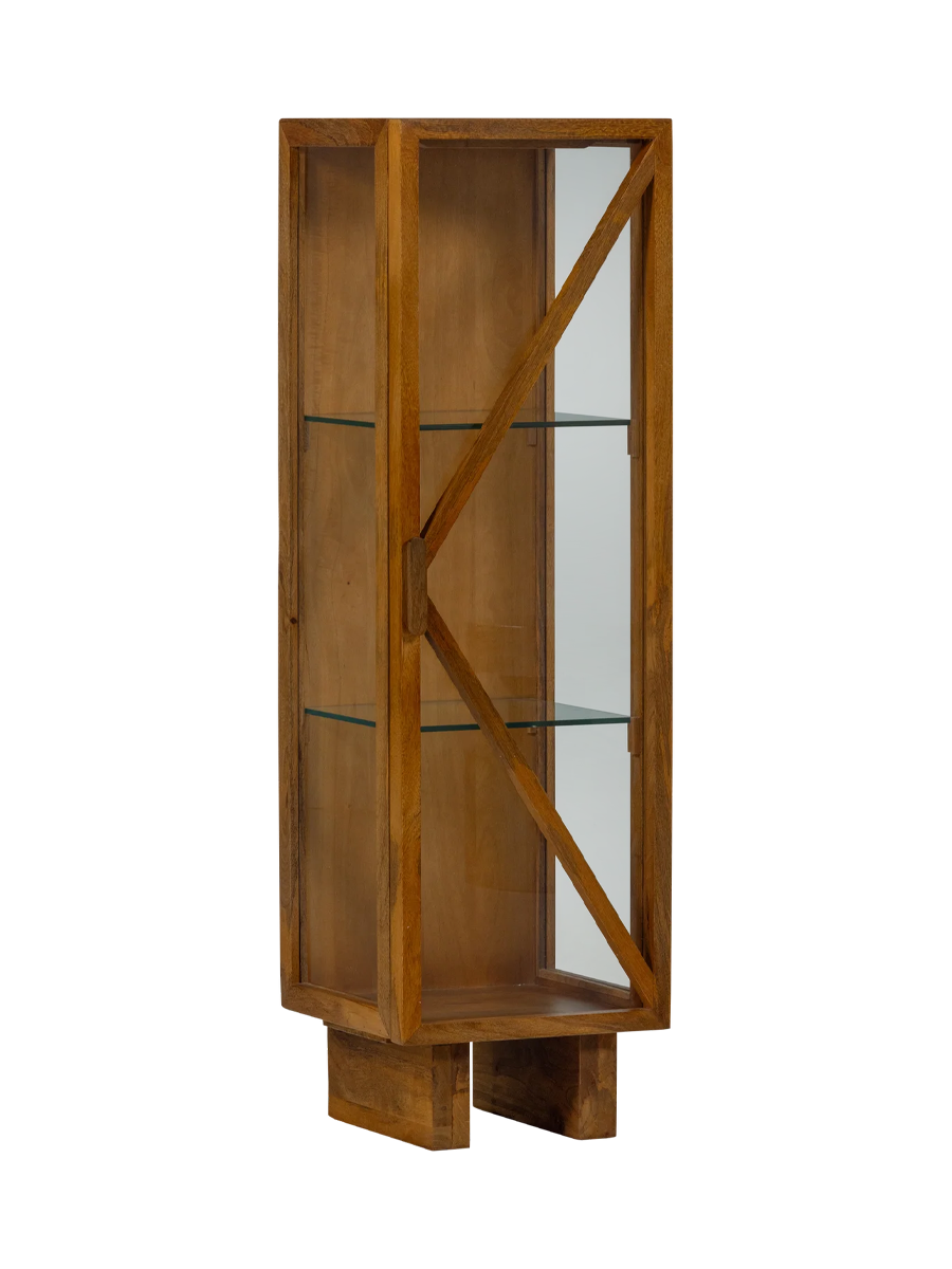 
Designer Display Cabinet "Kello" made of Sustainable Solid Wood and Glass - Natural